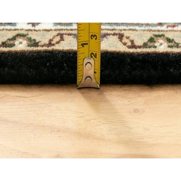 Shahbanu Rugs Black Hand Knotted Fish Design Tabriz Mahi Wool And Silk